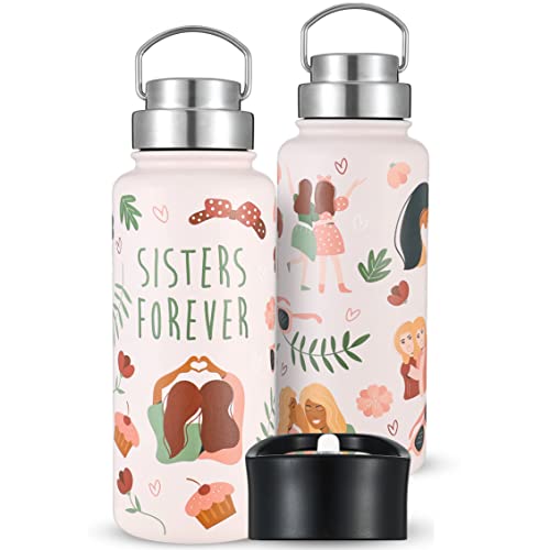 Sisters Gifts From Sister, 32 Oz Insulated Water Bottle With Two Lids From Sister