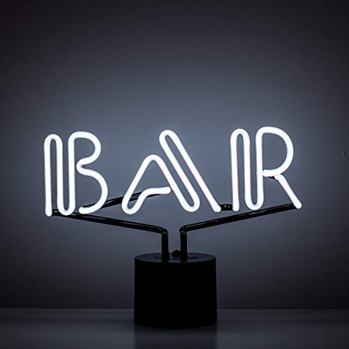 Amped & Co Bar Neon Table Light, Retro Typography Font, Real Neon, White, Large 9x13 inches, Home Decor Neon Signs For Unique Rooms