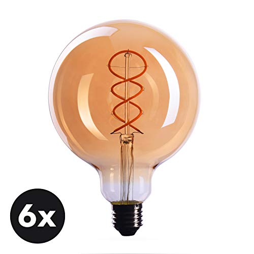 CROWN LED | 6X Edison Light Bulbs - E26 Base Dimmable Incandescent Bulbs - 110V-130V, 40W Equivalent - 1800K Warm White