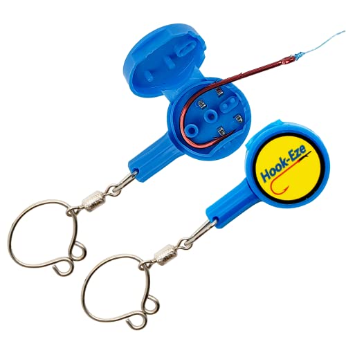 HOOK-EZE 2x Fishing Knot Tying Tool Standard Size Covers Fully Rigged Hooks Blue