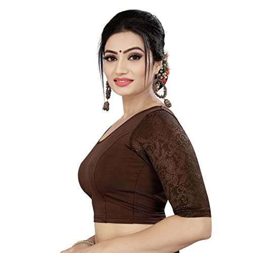 Craftstribe Simple Ready to Wear Indian Top Saree Blouse Ethnic Choli Brown