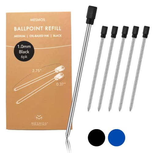 MESMOS Ballpoint Pen Refills 2.75inch (7cm) Pen Refills 1.0mm Medium Tip,Pen Replacement Cartridges Twist Pens and Crystal Ball Point Pens, fits The Mesmos Glorious Pen Set… (Black Ink)