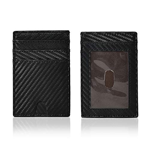 Jajmo Legacy Leather Card Holder Pocket Wallet Id Window for Men Women Black