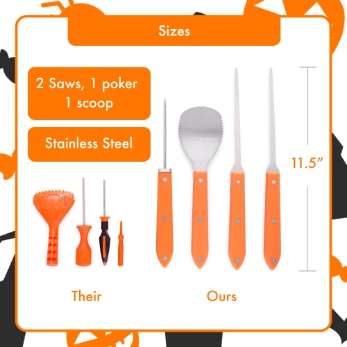 Halloween Pumpkin Carving Kit 4 Extralarge Stainless Tools for Adults Kids Party