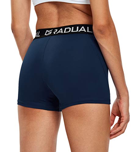 Women's Spandex Compression Volleyball Shorts 3" /7" Workout Pro Shorts for Women (3 Pack: Black/Navy Blue/Charcoal, X-Small)