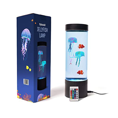 flybold Jellyfish Lamp Jellyfish Lava Lamp Led with 20 Color Changing Light 2 Clownfish 2 Jelly Fish Lamp Remote for Live Jellyfish Aquarium Lamp Night Light Mood Desk Decor for Kids Bedroom (Small)