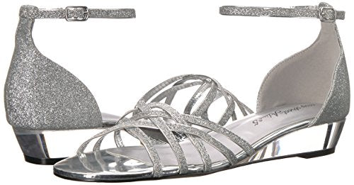 Easy Street Women's Tarrah Wedge Sandal Silver Glitter 8.5 W Us Pair of Shoes