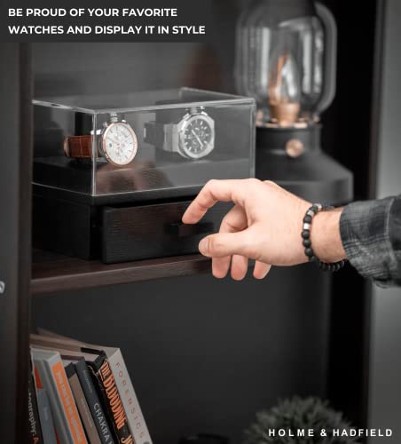 Watch Display Case For Men - Watch Box Organizer For Men With Black Finish - Unique Watch Holder For Men Display Stand