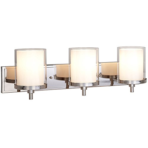 Hamilton Hills Triple Frosted and Clear Glass Wall Sconce  Interior Lighting  Silver