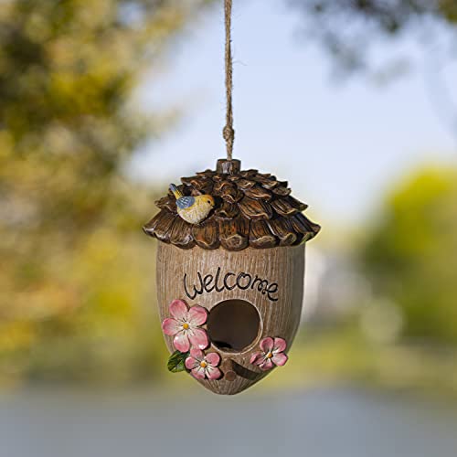 VP Home Hanging Bird Houses Decorative Outdoor Birdhouses Acorn Welcome