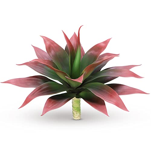 Velener Fake Agave Artificial Plant: Red Fake Agave Plant for Room Decor, Unpotted Faux Agave Plant for Outdoor/Indoor Decor, Red, 22 inches, Set of 1