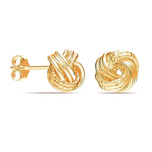 Lecalla 925 Silver Love Knot Earrings 14k Gold Plated Lightweight Studs