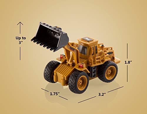 Top Race 4 Channel Mini Remote Control Front Loader Bulldozer 1:64 Scale, Mini Construction Toys Series (TR-013)