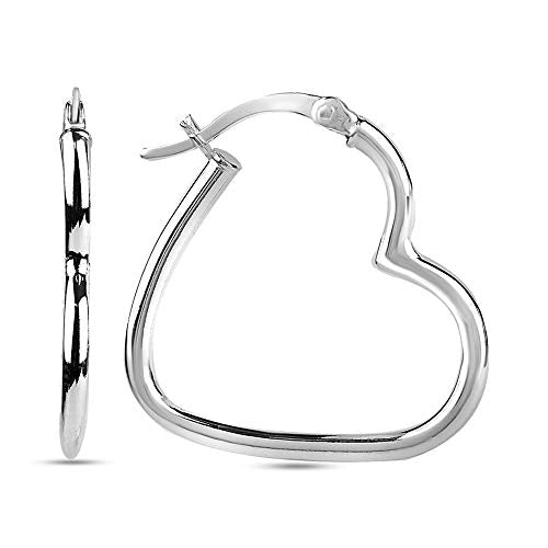 Lecalla 925 Sterling Silver Jewelry Love Theme Hoop Earrings for Women