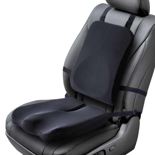 Elmara Car Seat Cushion for Car Seat Driver & Lumbar Support Pillow for Car Combo - Car Pillow for Driving Seat - Lumbar Pillow for Car - Back Pillow for Car - Car Booster Seat for Short Drivers