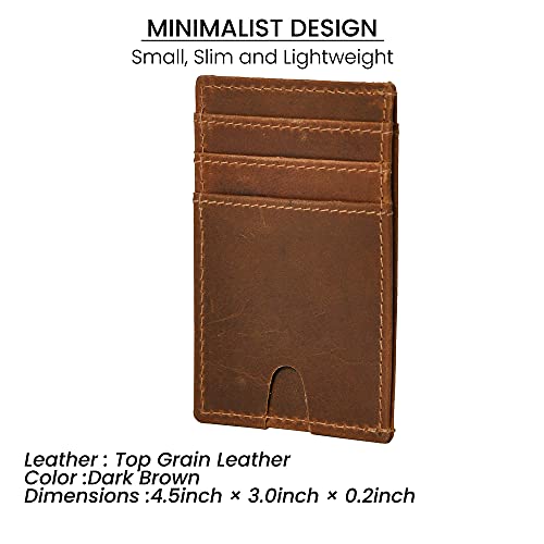 Jajmo Legacy Leather Card Holder Wallet Id Window for Men Women Brown