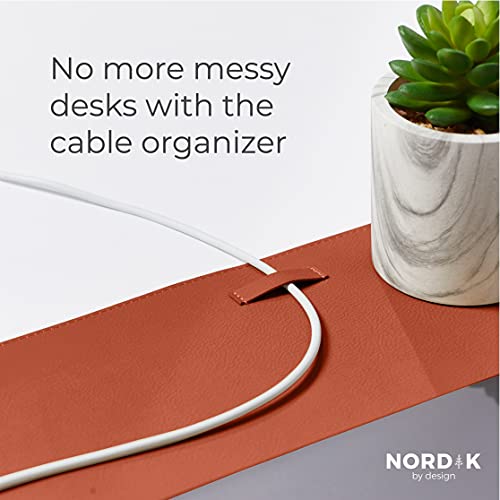 Nordik Cork Leather Desk Mat Cable Organizer Mat for Home Non Slip Vegan Leather Brown