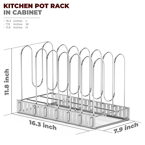 Vdomus Wall Mounted Pot Rack with 15 Moveable Hooks - Kitchen Cookware  Organizer for Pots and Pans Storage, 29.3 x 13 Inches, Square Grid Design,  Silver Color 