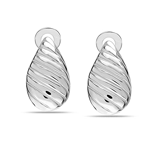 Lecalla 925 Sterling Silver Texture Drop Clip on Earrings Earring for Women