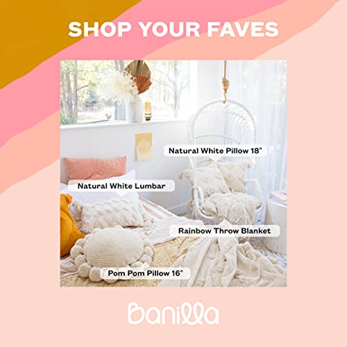 Banilla Set of 2 Bohemian Decorative Throw Pillow Covers 18x18 | 100% Cotton Boho Pillow Covers Perfect for Bed or Couch | Hand Tufted Diamond Design with Tassels | Natural White Decorative Pillows