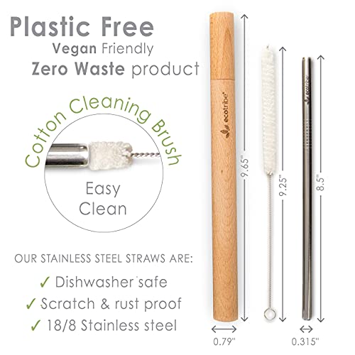 Reusable Metal Stainless Steel Straws 2 Travel Reusable Straws 1 Wooden Case