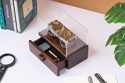 Bimoha Wooden Watch Box 2 Slot Organizer Ideal Gift Men Birthday Present for Him