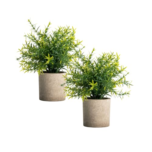 Velener 2pcs Artificial Potted Rosemary Plants Rustic Desk Plant Office