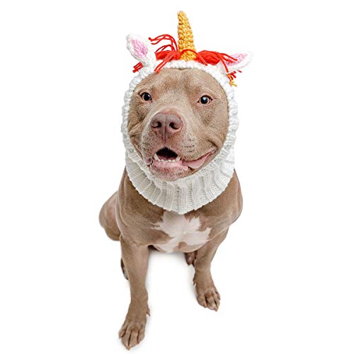 Zoo Snoods Unicorn Dog Costume - No Flap Ear Wrap Hood for Pets