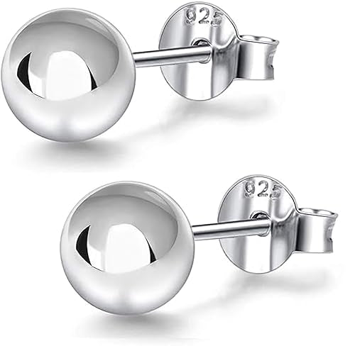 Charmsy 925 Sterling Silver Stud Earrings Classic Earring for Women 7mm