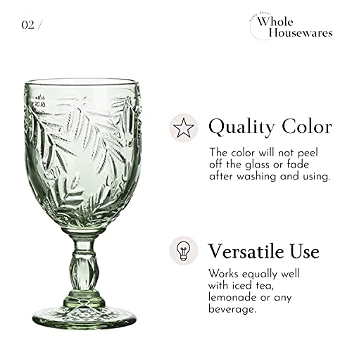 WHOLE HOUSEWARES Amber Glassware Vintage-Pressed Set of 6