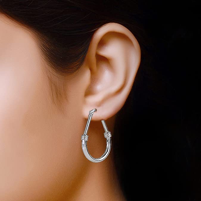 Lecalla 925 Sterling Silver Jewelry Oval Hoop Earrings for Women