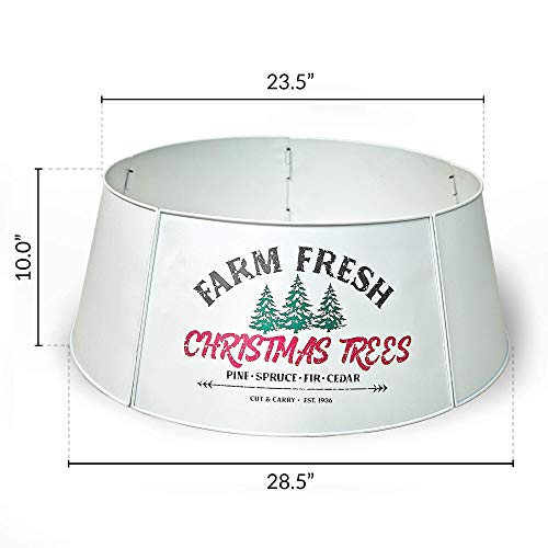 Hallops Adjustable Tree Collar Large to Small Base Cover Christmas Decor White