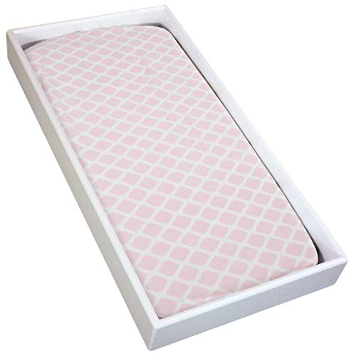 Kushies Changing Pad Cover for 1" pad 100% Breathable Cotton Pink Lattice