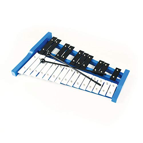 Professional Blue Wooden Soprano Glockenspiel Xylophone with 25 Metal Keys for Adults & Kids - Includes 2 Plastic Beaters