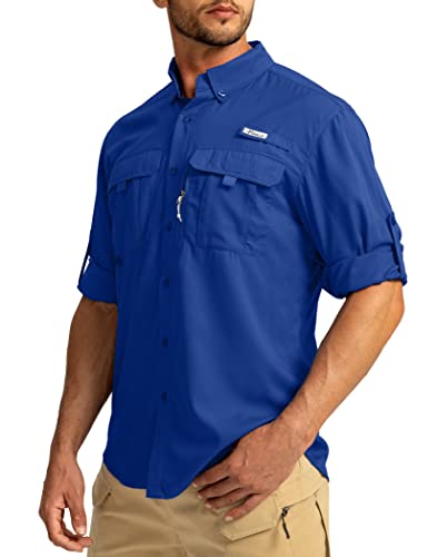 Men's Sun Protection Fishing Shirts Royal Blue Small