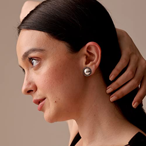 LeCalla 925 Sterling Silver Omega Back Earrings Medium Large Women 15 MM