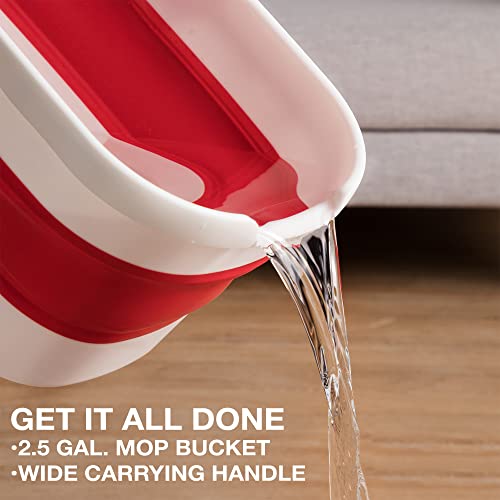 Flat Mop & Bucket System with Broom - Microfiber Mop for Floor Cleaning with Collapsible Mop Bucket – Floor Mop & Bucket Set