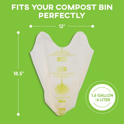 Third Rock 100% Compostable Trash Bags, 1.6 Gallon, 130 Count - 0.98 Mil Thick, Leak Proof, Easy Tie Kitchen Compost Bags Small, Biodegradable Trash Bags, Compostable Bags ASTM D6400 US BPI Certified