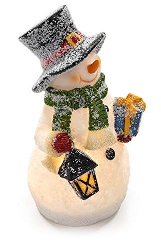 VP Home Christmas Snowman Decor Christmas Figurines Resin Snowman Lighted Decorations Indoor Glowing Snowman LED Holiday Light Up Snowman Indoor Festive Fiber Optic Decorations