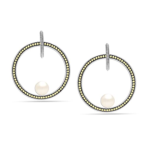 Lecalla 925 Sterling Silver Circle Caviar With Hoop Earrings for Women Teen