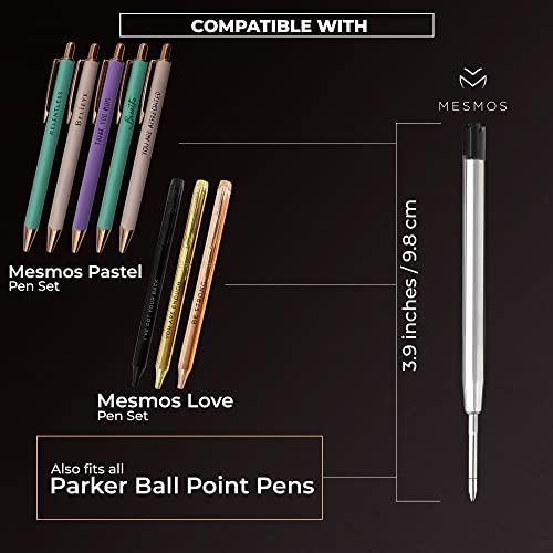 Mesmos 6 Pack 3.9 Inch 9.8cm Pen Refills Ballpoint Ink Cartridge Pen Black Ink