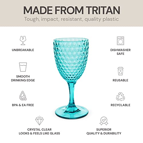 BELLAFORTE Shatterproof Tritan Premium Set of 4 Blue Glassware & Drinkware