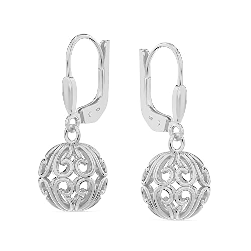 Lecalla 925 Sterling Silver Italian Earrings for Teen Women 10mm