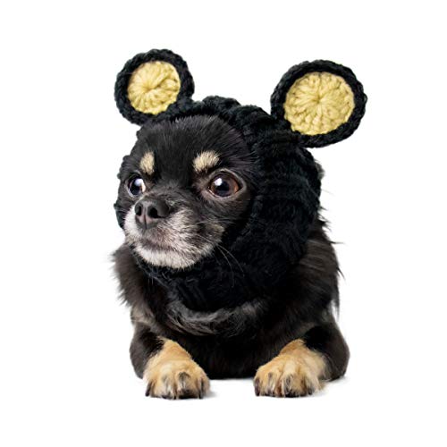 Zoo Snoods Black Bear Dog Costume - No Flap Ear Wrap Hood for Pets