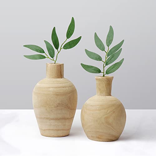 Warm Toast Designs - Wood Vase 2 Vase Set Farmhouse Vases for Decor