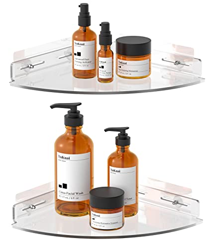 Vdomus Acrylic Bathroom Shelves 2 Pack Adhesive Floating Shower Corner Shelf
