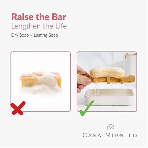 Casa Mirello Soap Dish for Bar Soap - Bamboo Soap Dish