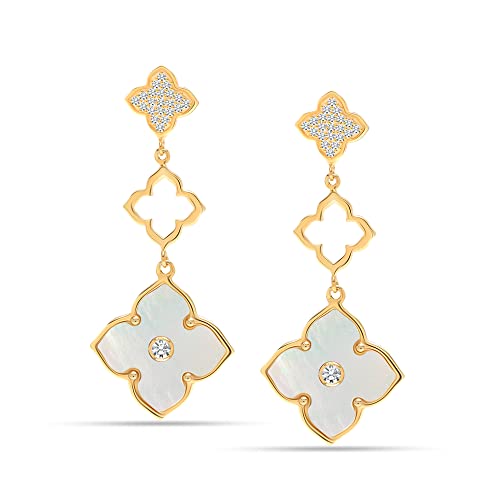 LeCalla 14K Gold-Plated Mother of Pearl with Earrings for Women Teen
