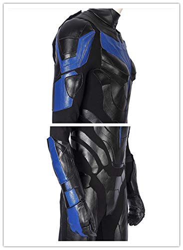 Mens Dick Grayson Costume Halloween Cosplay Jumpsuit Gloves Mask Full Sets Outfit