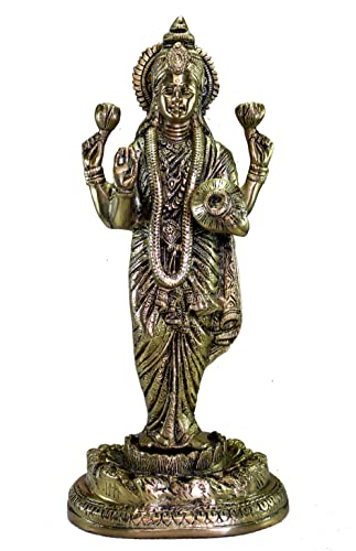 Esplanade Brass Laxmi Murti 15 Inch Pooja Idol Home Decor Golden Statue Golden